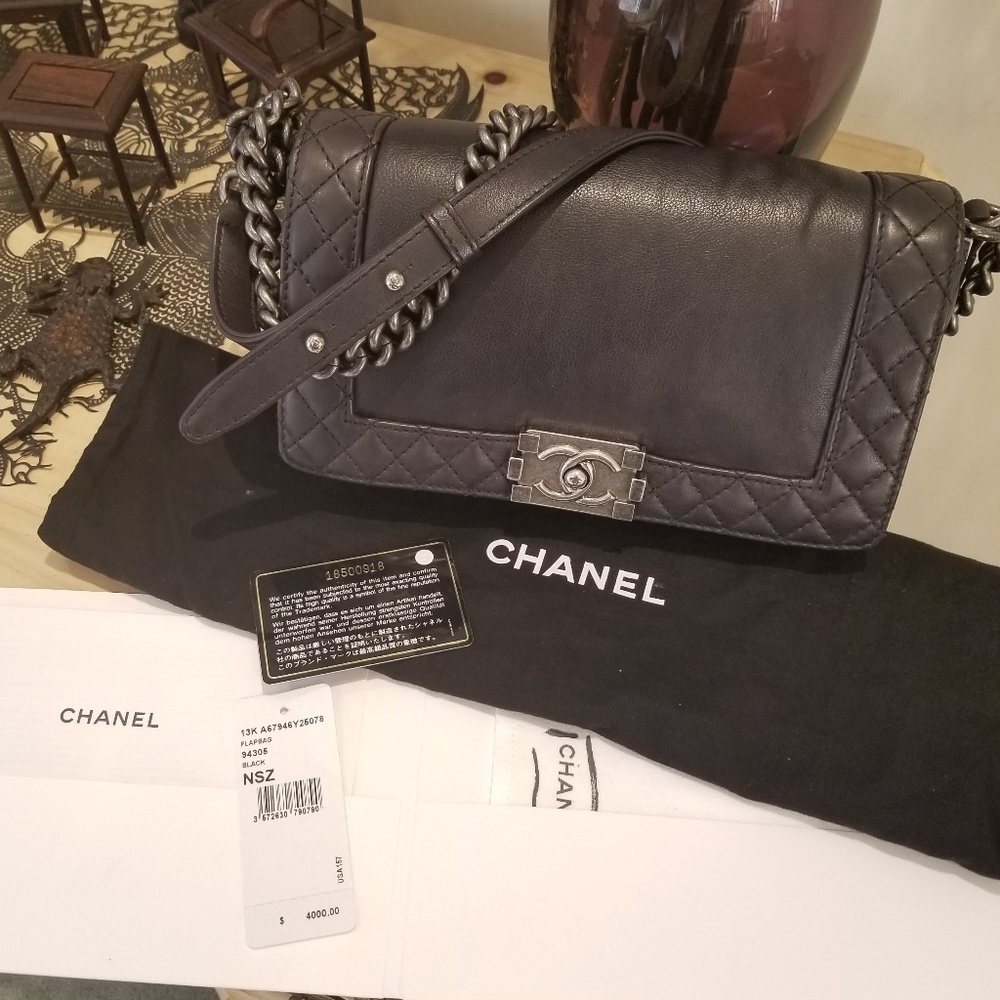 Authentic Chanel Boy Reverso Black